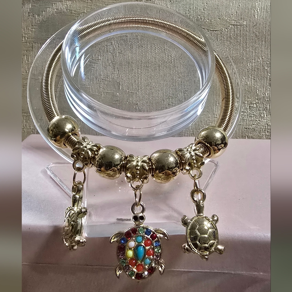 Gold Turtle Charm Bracelet